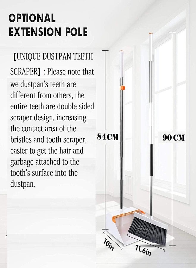 Volbit Upright Stand Up Broom/Dustpan Combo Set with 32" Long Handle for Home Kitchen Room Office Lobby Floor Use (anand), Stainless Steel - Image 3